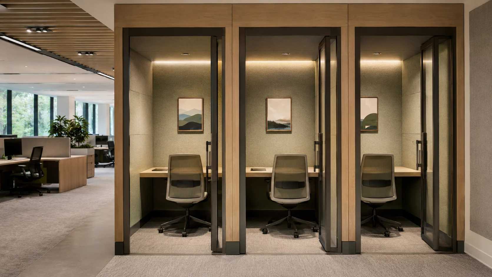 Employee lounge with an energetic framed collection