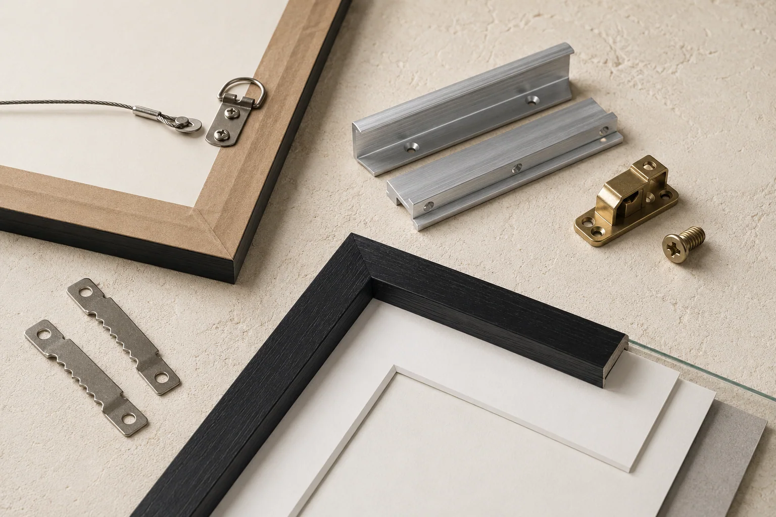 Commercial framing and hanging-hardware components