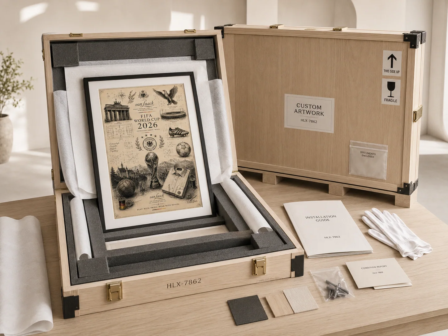 Framed-art sample kit with protective transit case