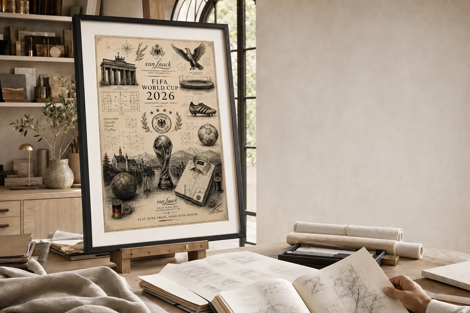 Hospitality art-direction board displayed with project materials