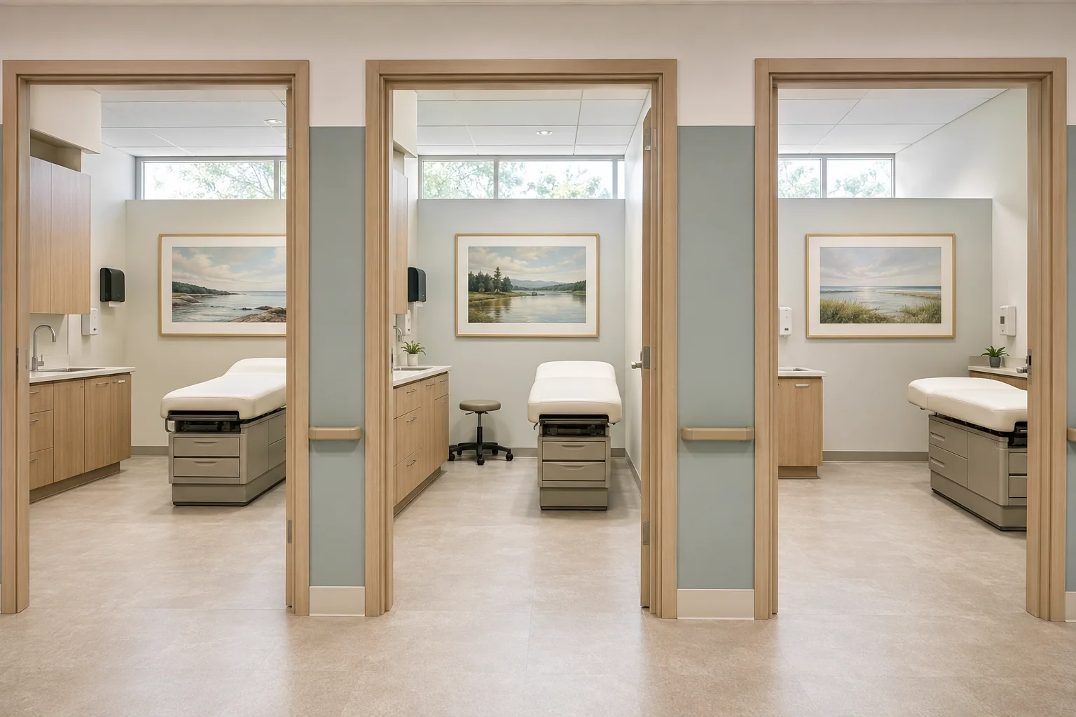 Repeatable artwork series across healthcare exam rooms