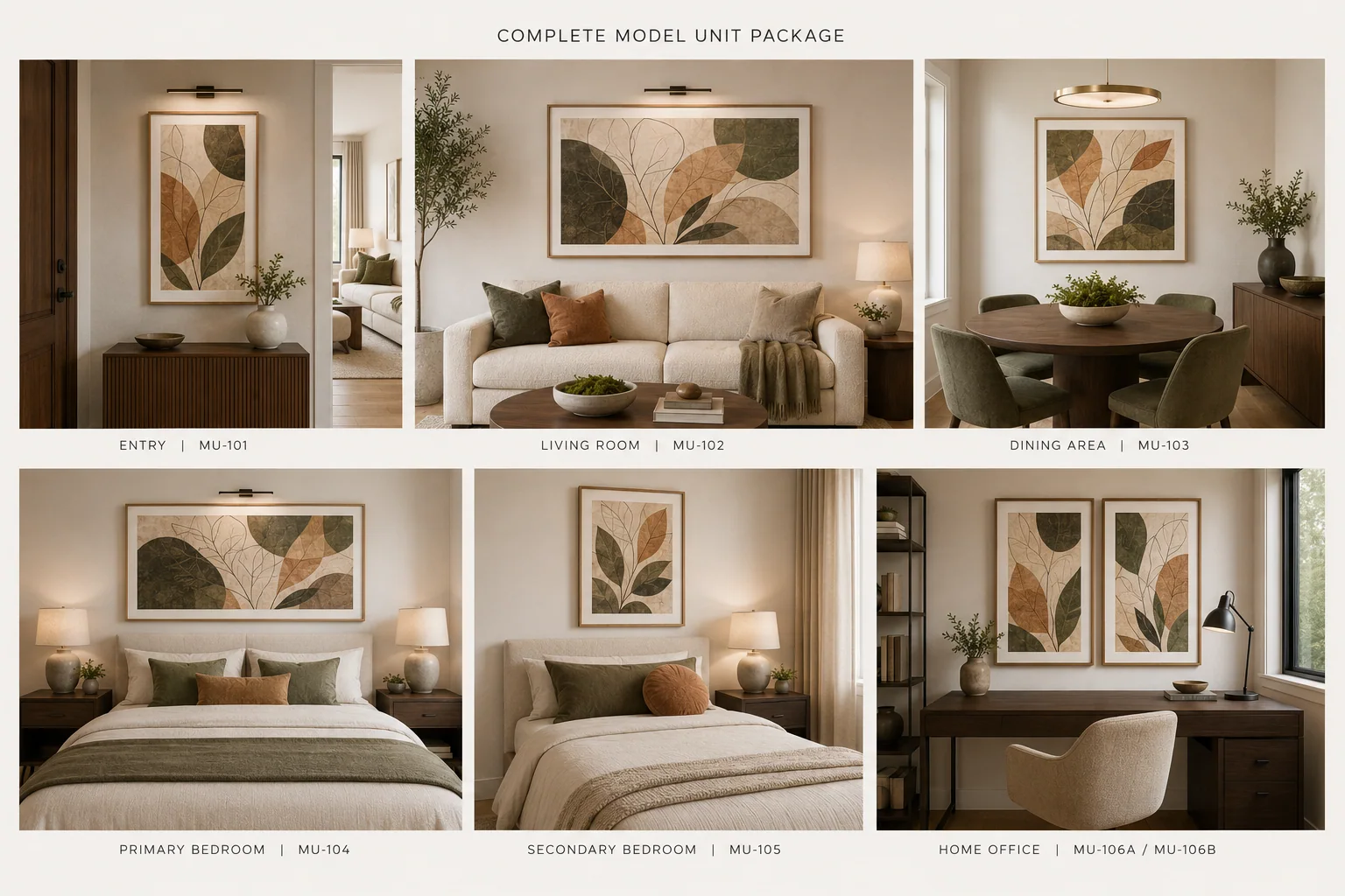 Sample complete artwork package across a model unit