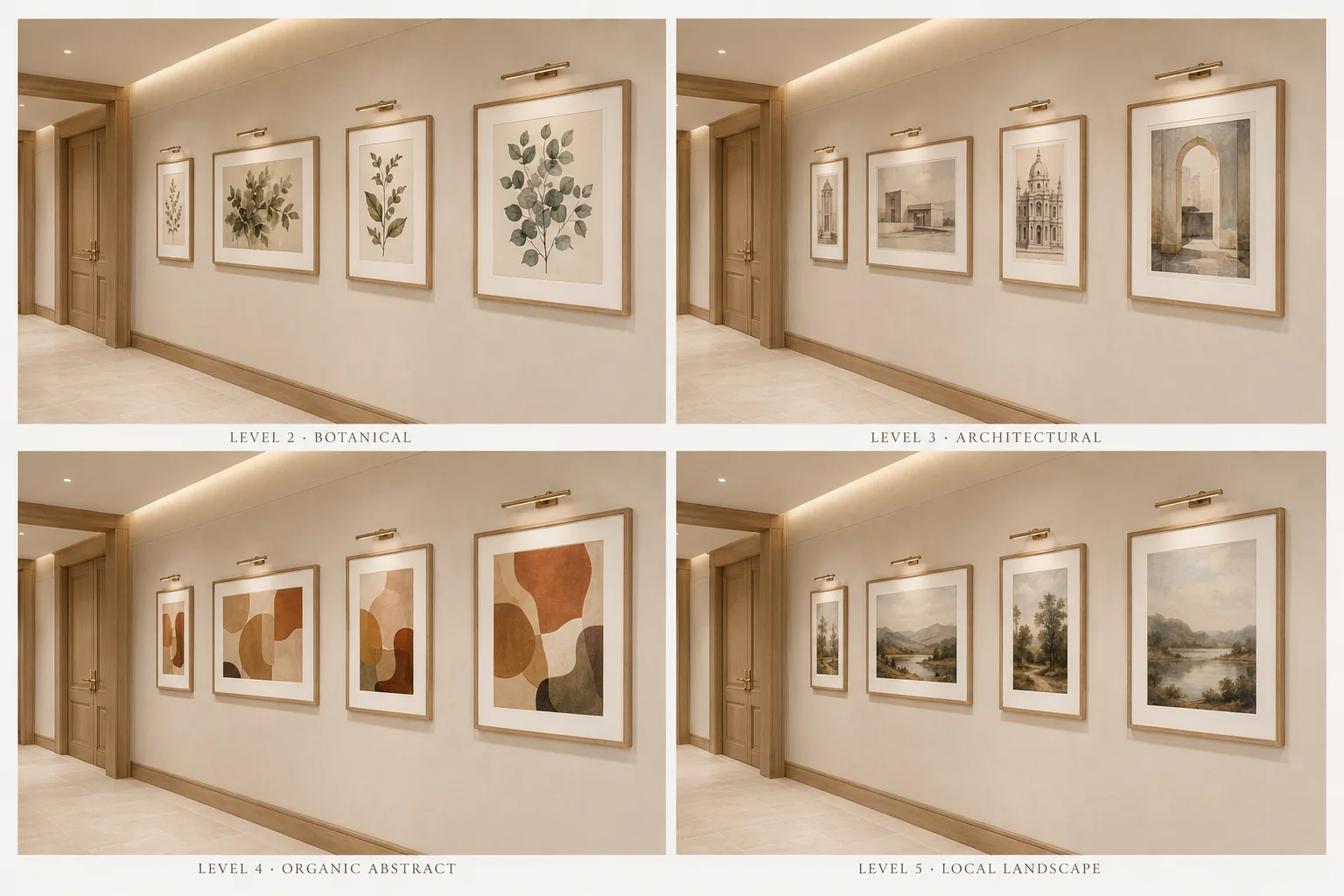 Sample floor-by-floor corridor artwork system