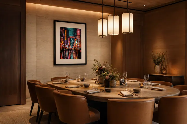 Private Dining Artwork showing a coordinated artwork application